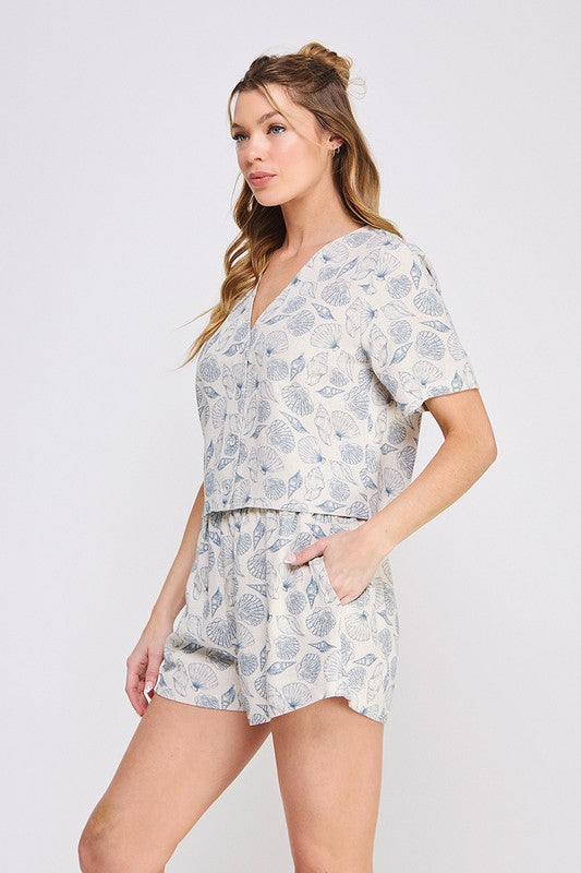 Printed Soft Linen Short Set