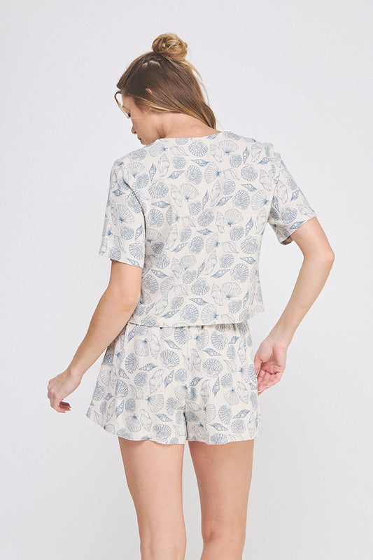 Printed Soft Linen Short Set