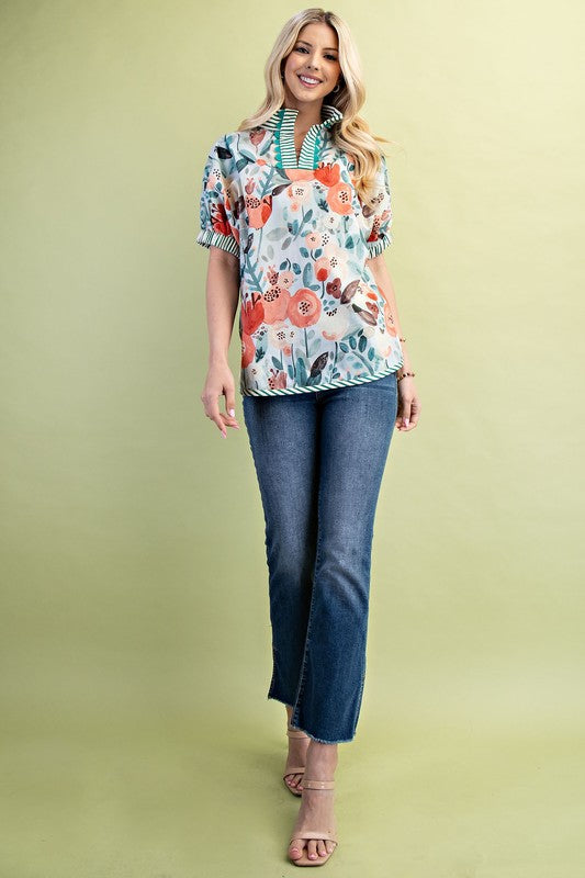 Floral Mock-neck Top