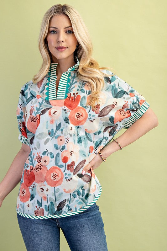 Floral Mock-neck Top