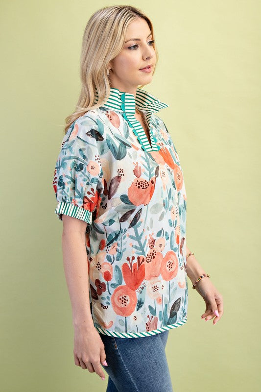 Floral Mock-neck Top