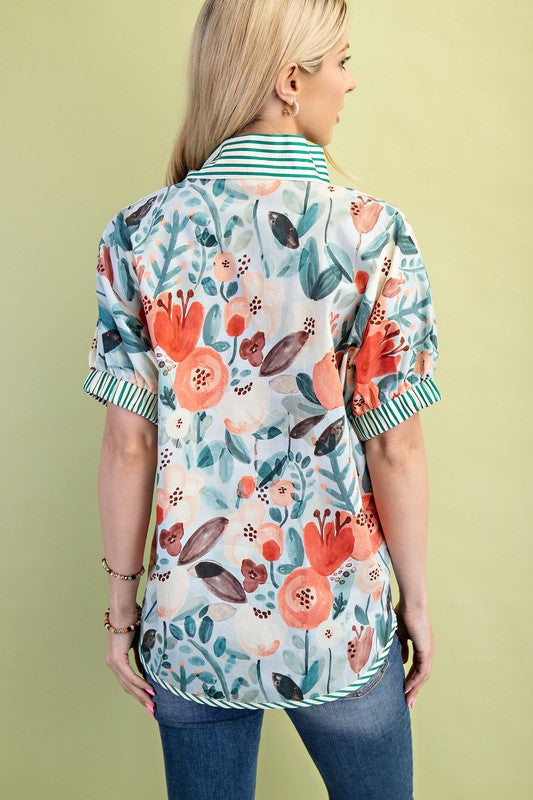 Floral Mock-neck Top