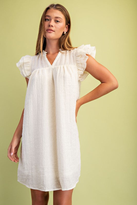 Metallic Embossed Mini Dress