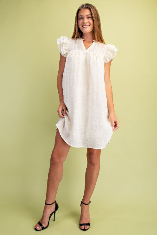 Metallic Embossed Mini Dress