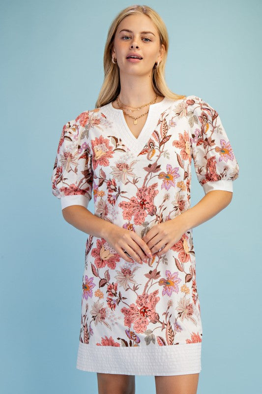 Floral V-neck Mini Dress