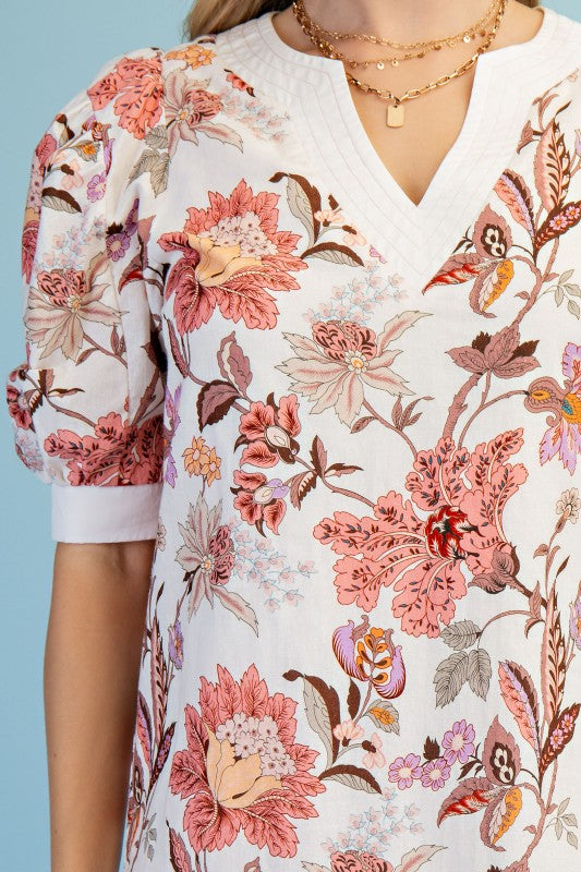 Floral V-neck Mini Dress