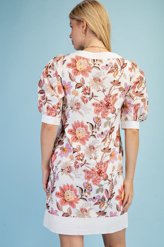 Floral V-neck Mini Dress