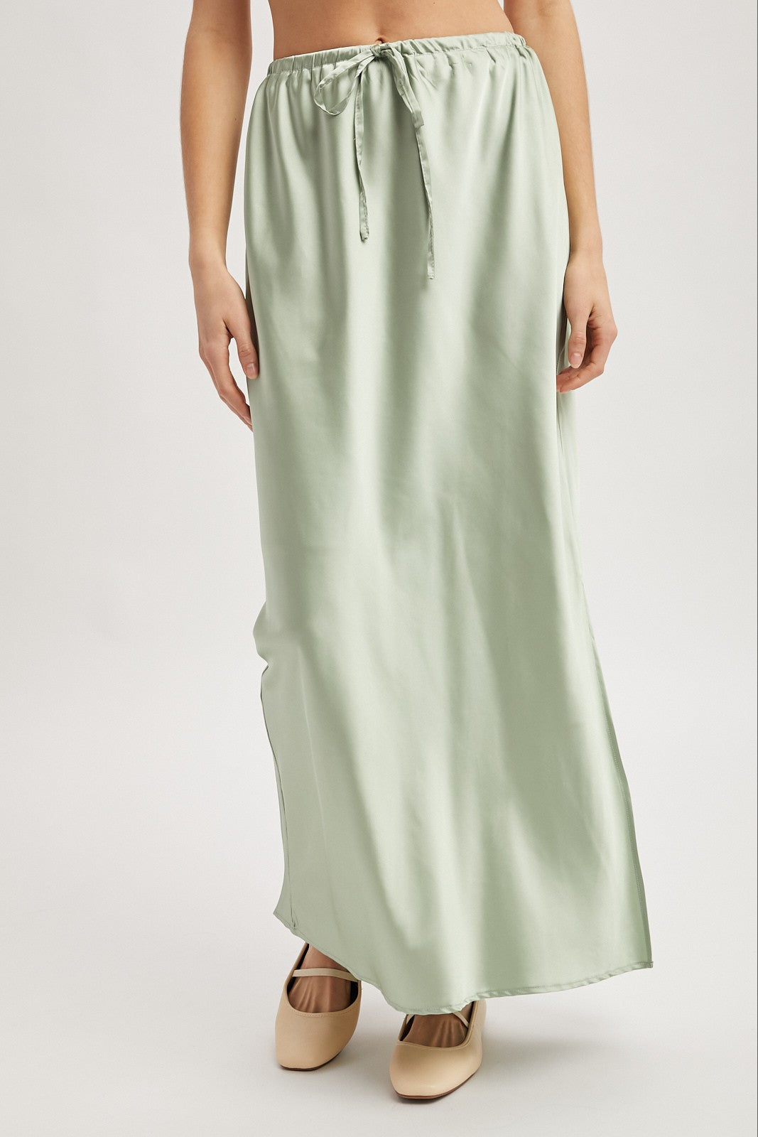 Satin Midi Skirt with Side Slit