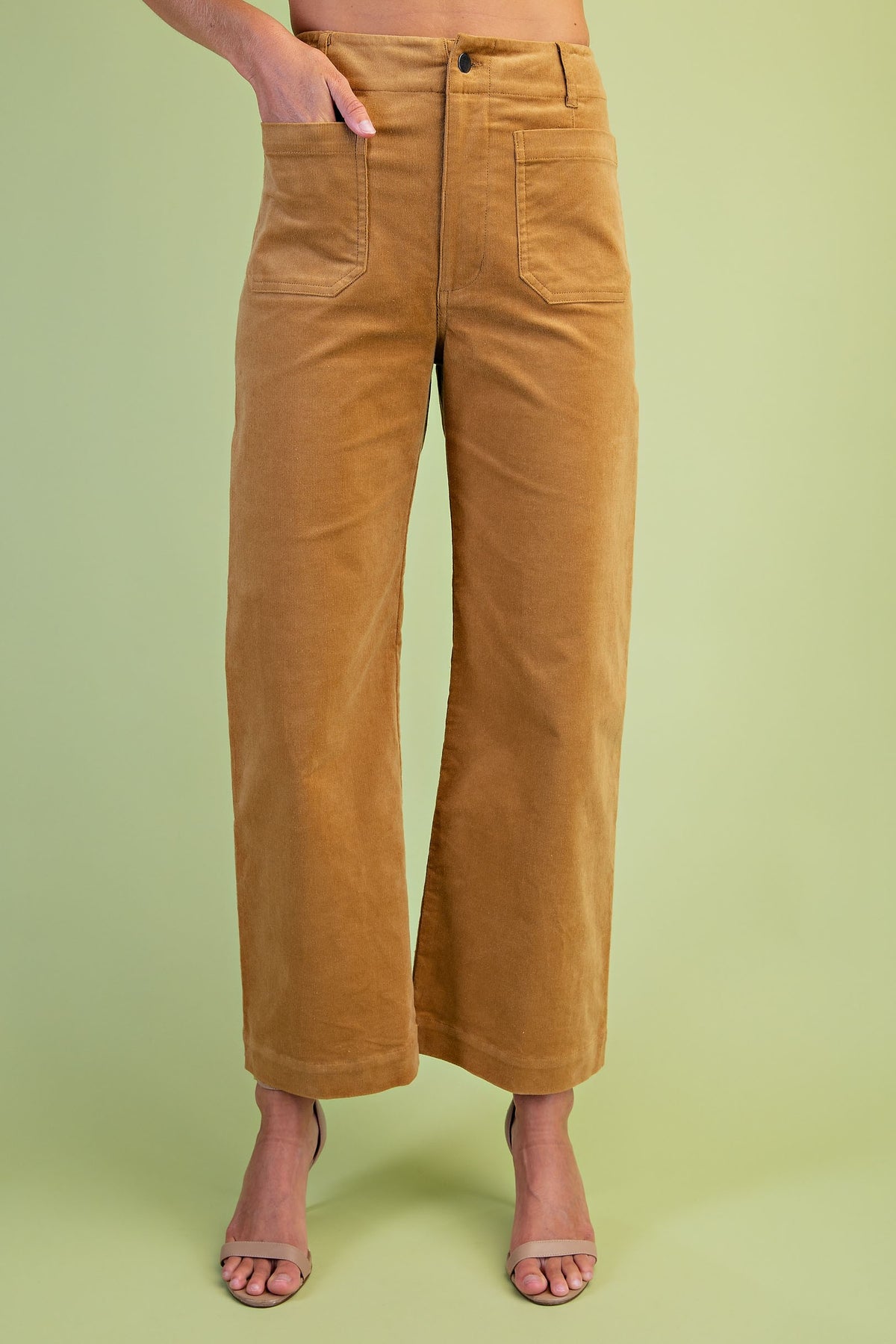 Ankle Cropped Stretch Corduroy Pants