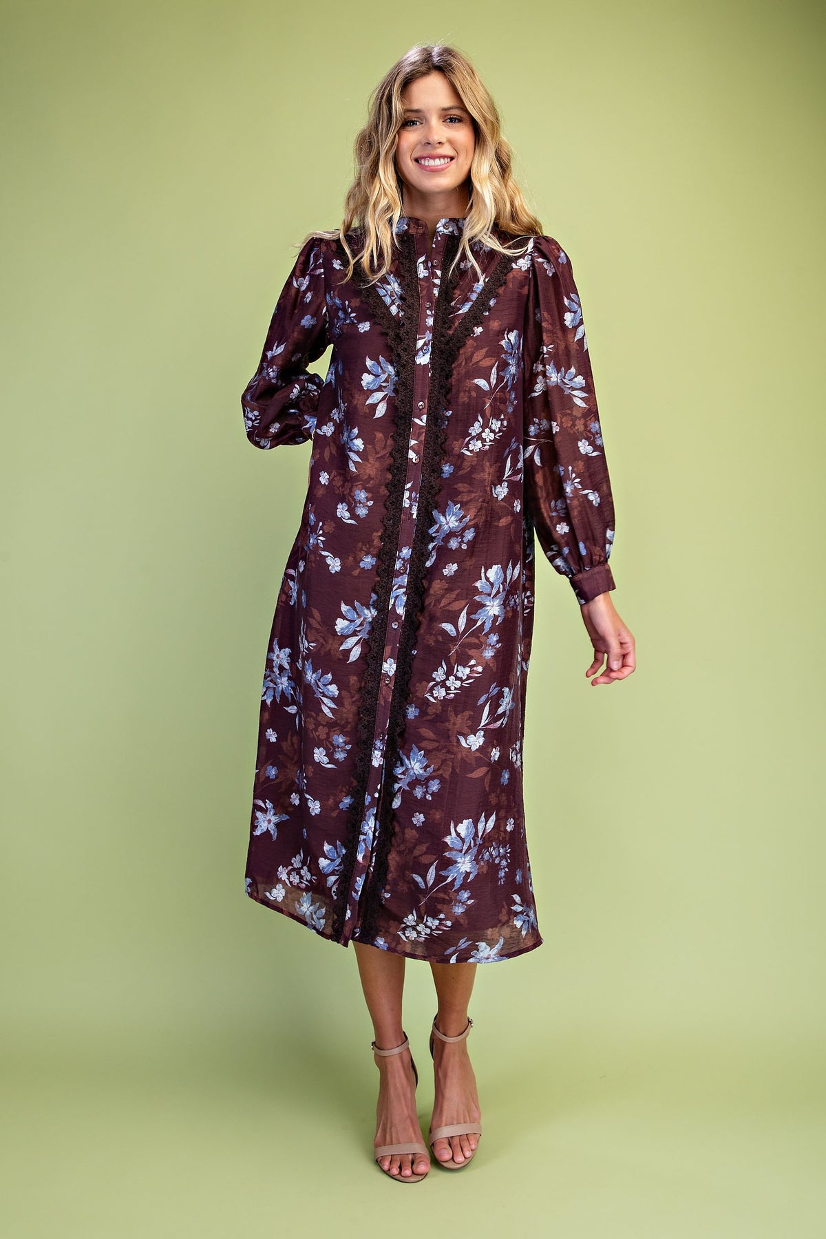 Floral Button Down Midi Dress