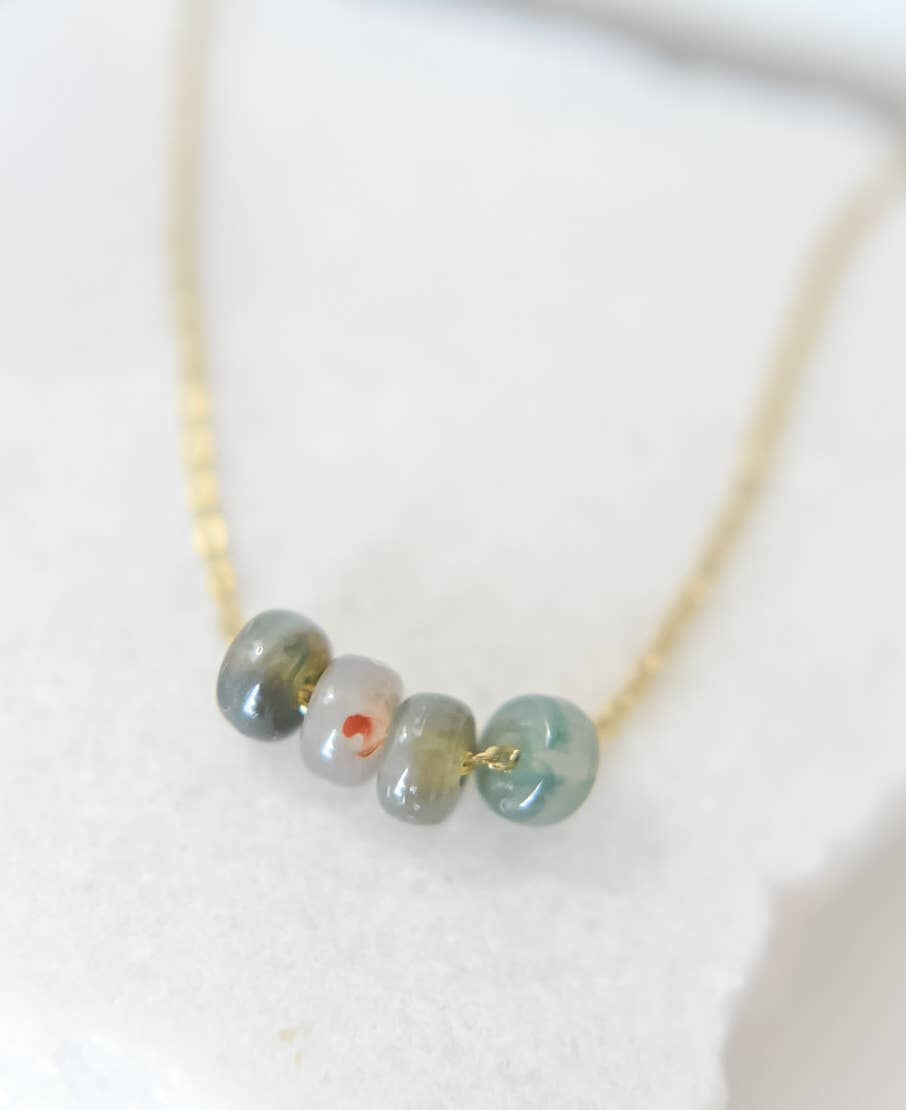 Ella jane acrylic bead charm necklace | 14k | cadet blue