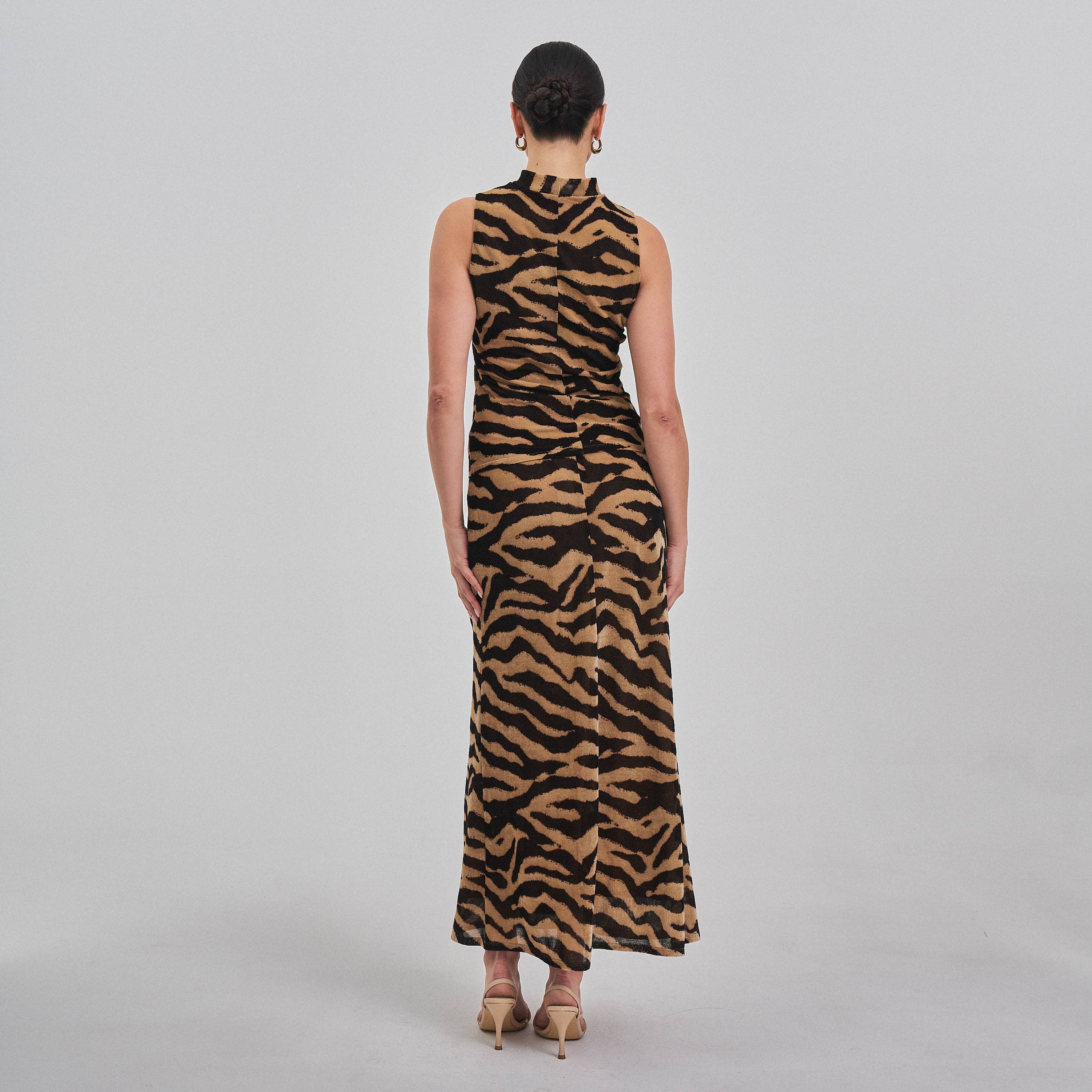 Zebra print mock neck top