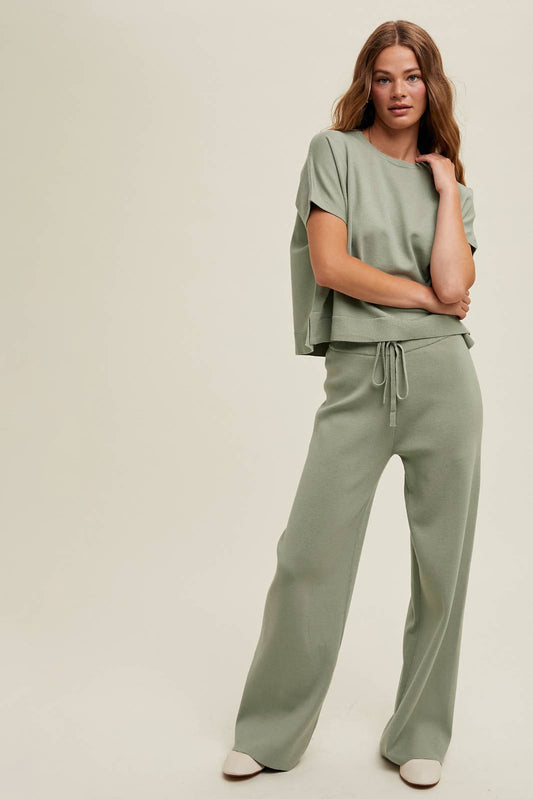 BOXY SWEATER TOP AND PANTS SET / WL24-9238