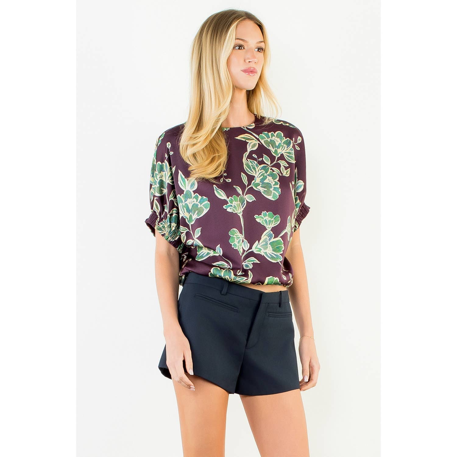Short Sleeve All Over Floral Print Top