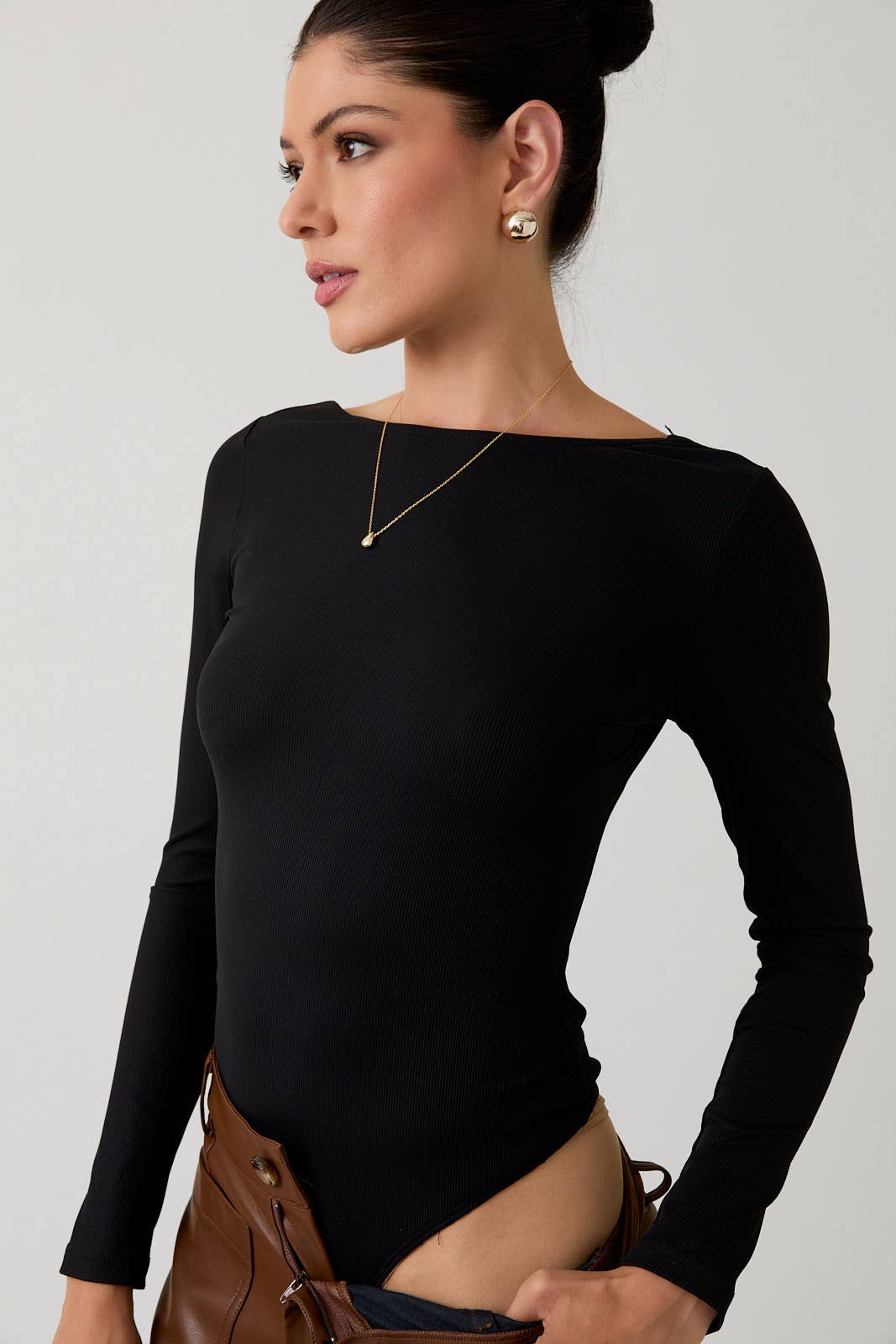 BOAT NECK OPEN BACK BODYSUIT