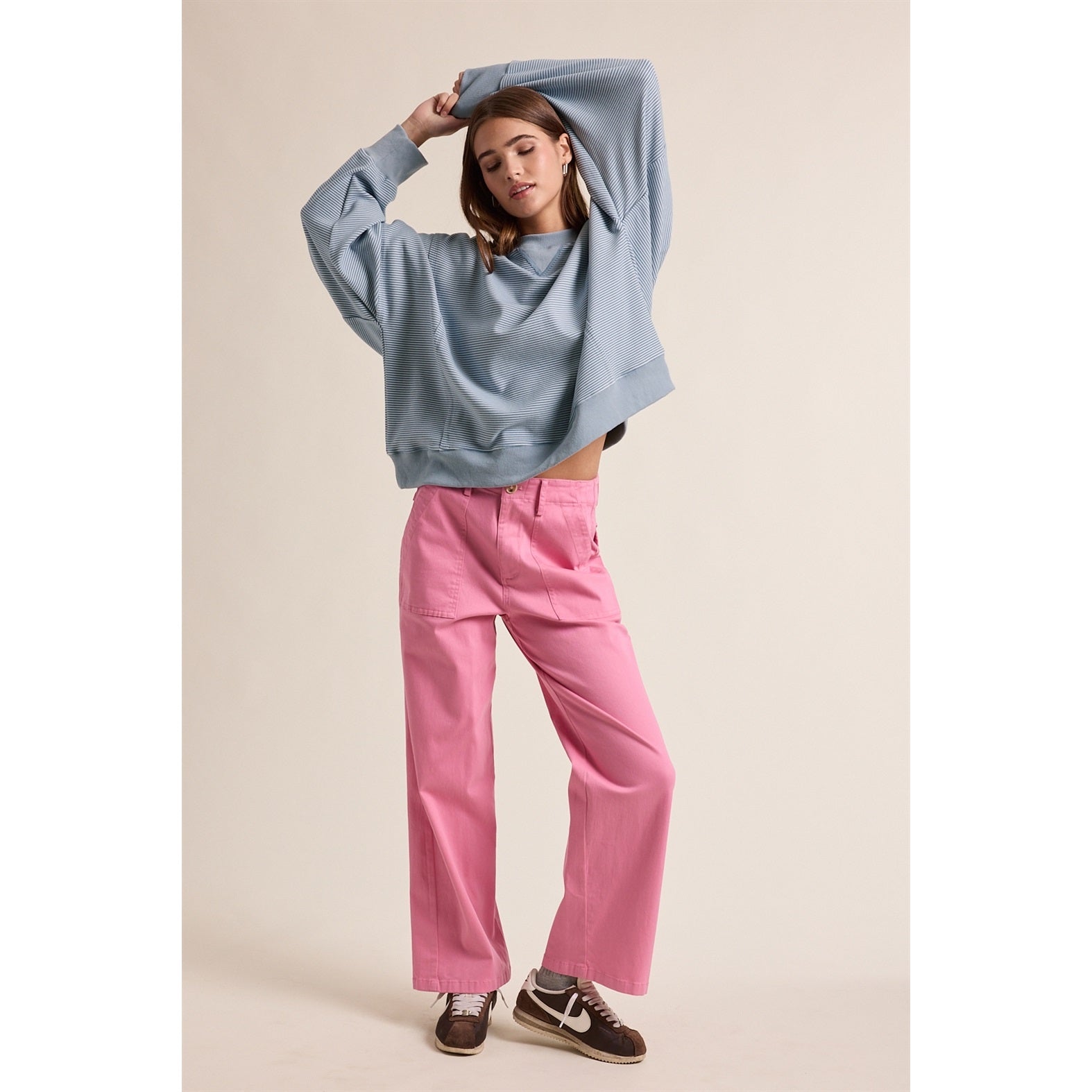 Striped Drop Shoulder Sweatshirt