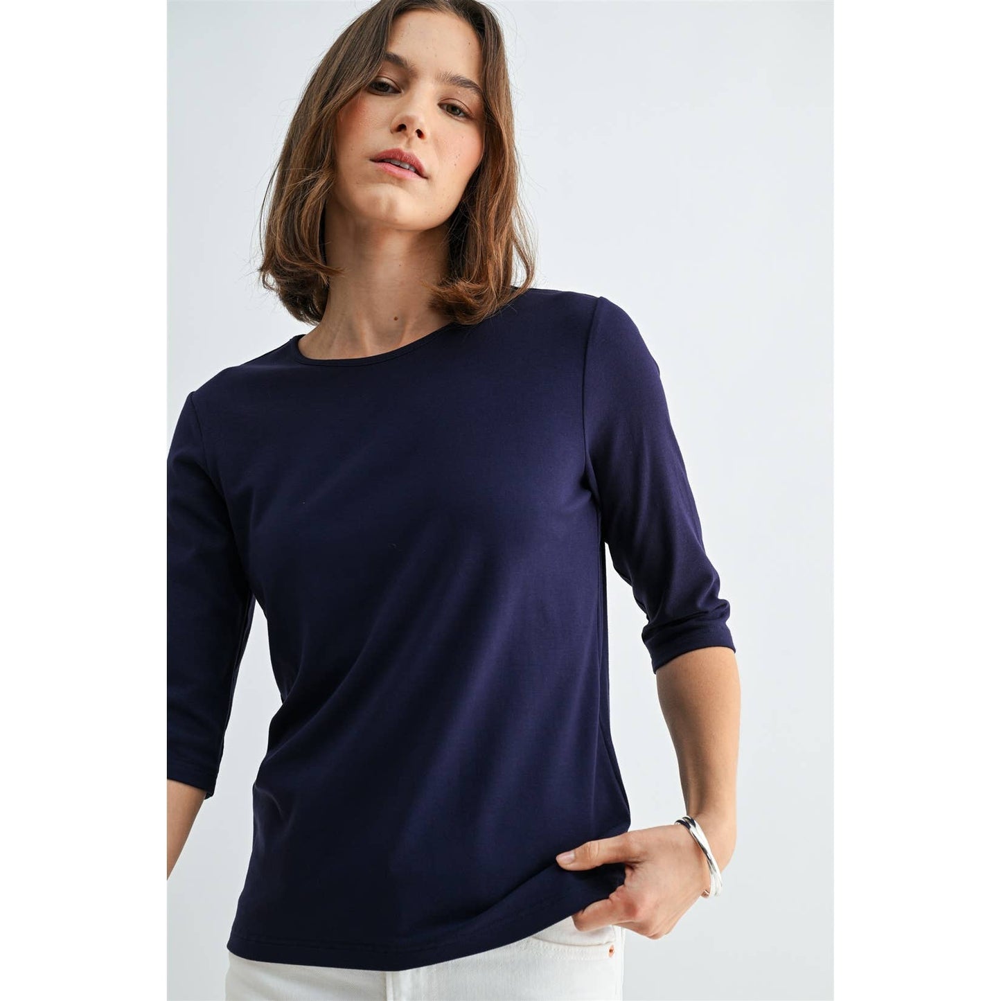 ELBOW SLEEVE KNIT TOP