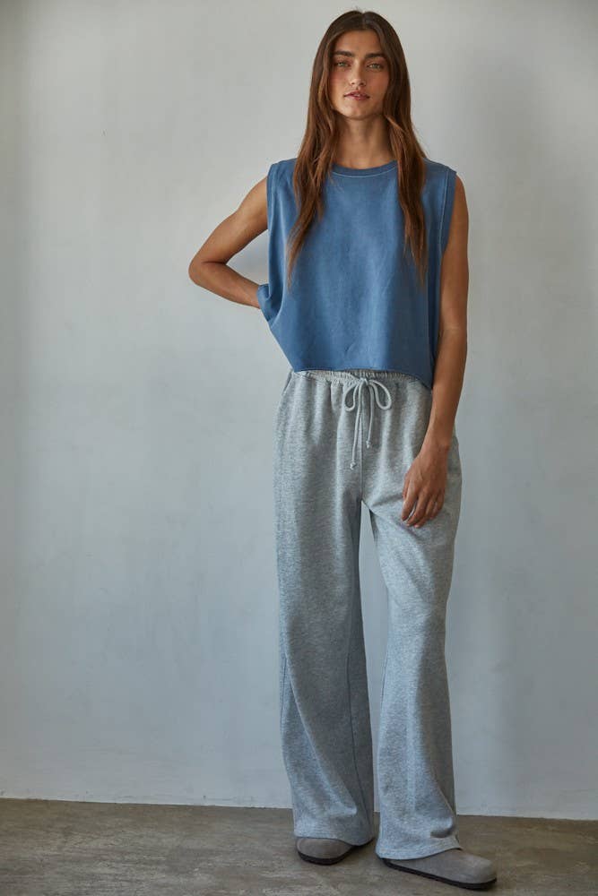 Knit Cotton Pigment Dye Round Neck Tank Top