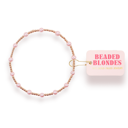 Pink June Pearl Bracelet in Gold