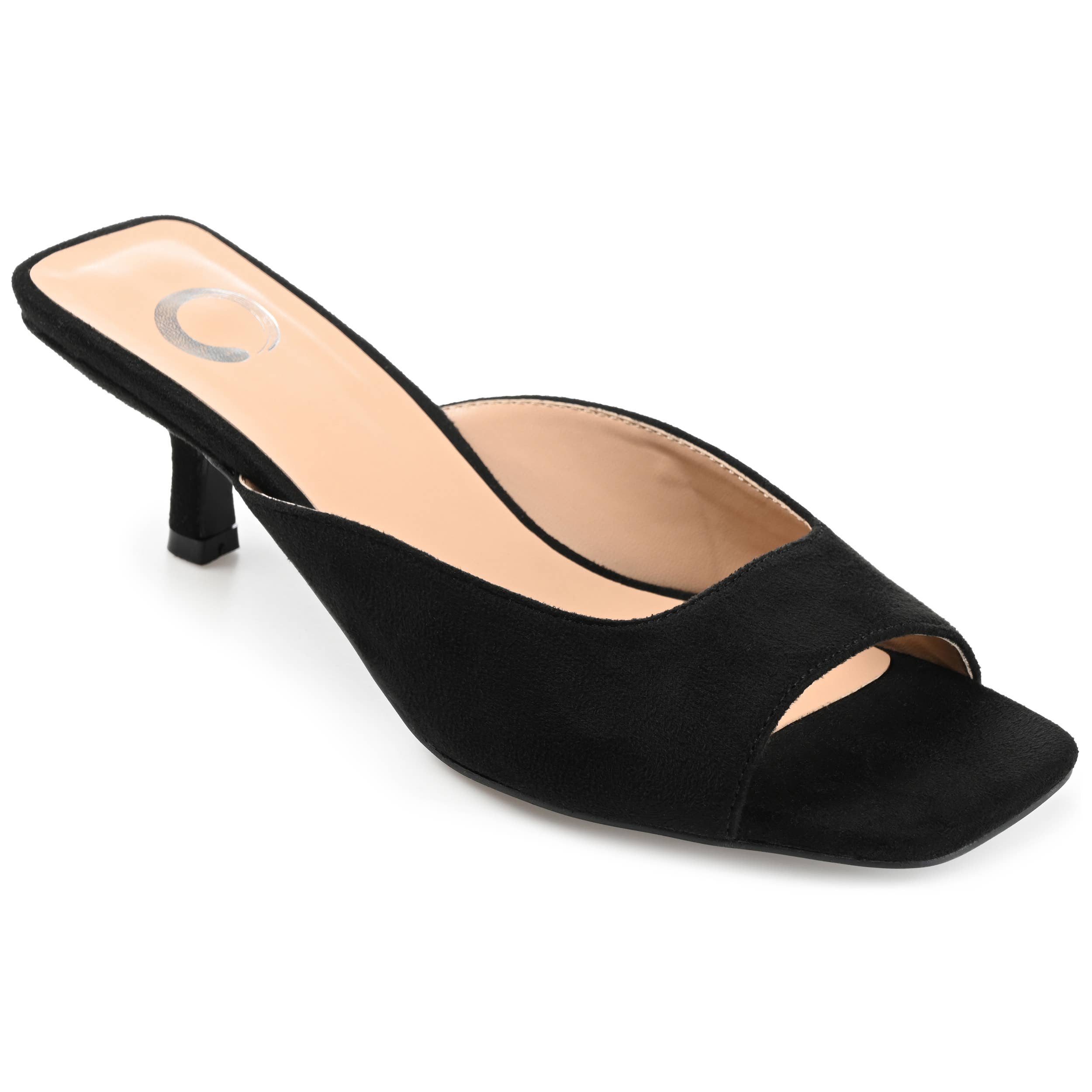 Larna Peep Toe Kitten Heels In Faux Suede