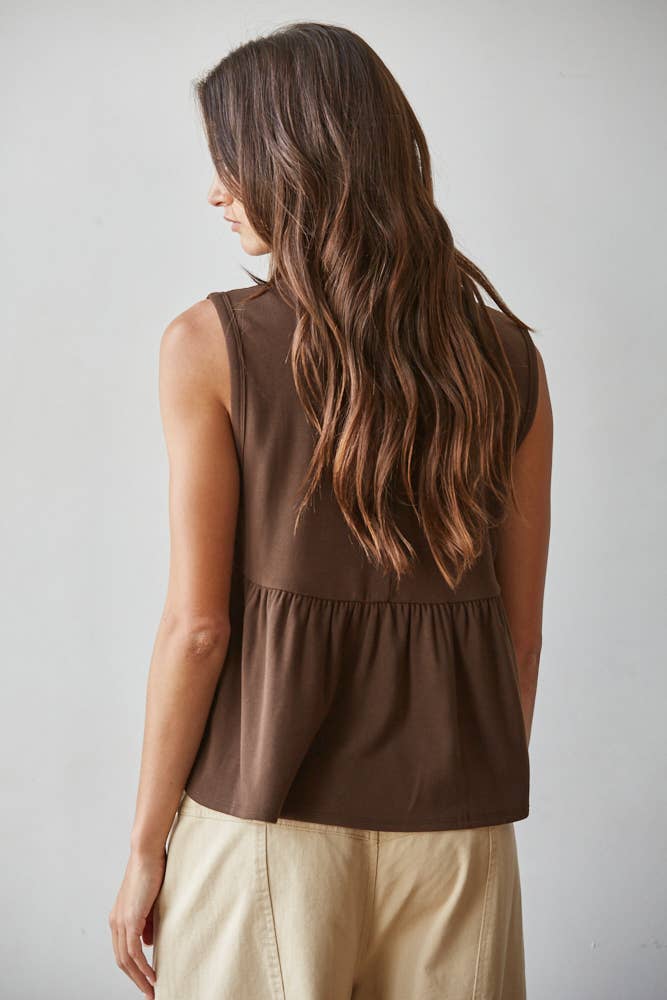 Knit Rayon Spandex Jersey Round Neck Sleeveless Top