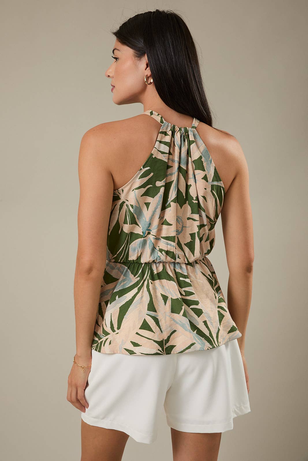 SLEEVELESS HALTER TIE NECK TIE TOP