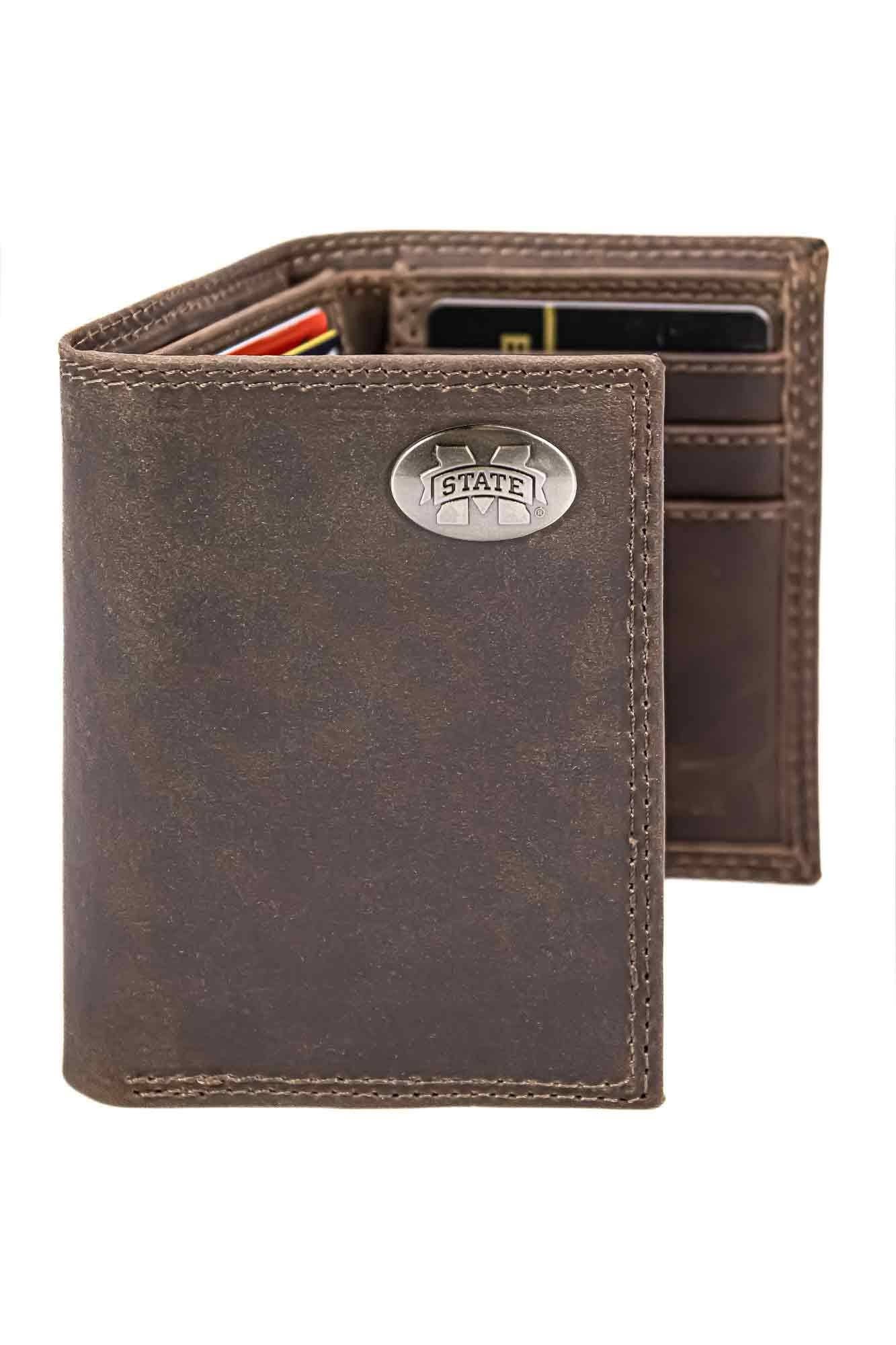 Mississippi State Bulldogs Men's Collegiate Trifold Leather Wallet.