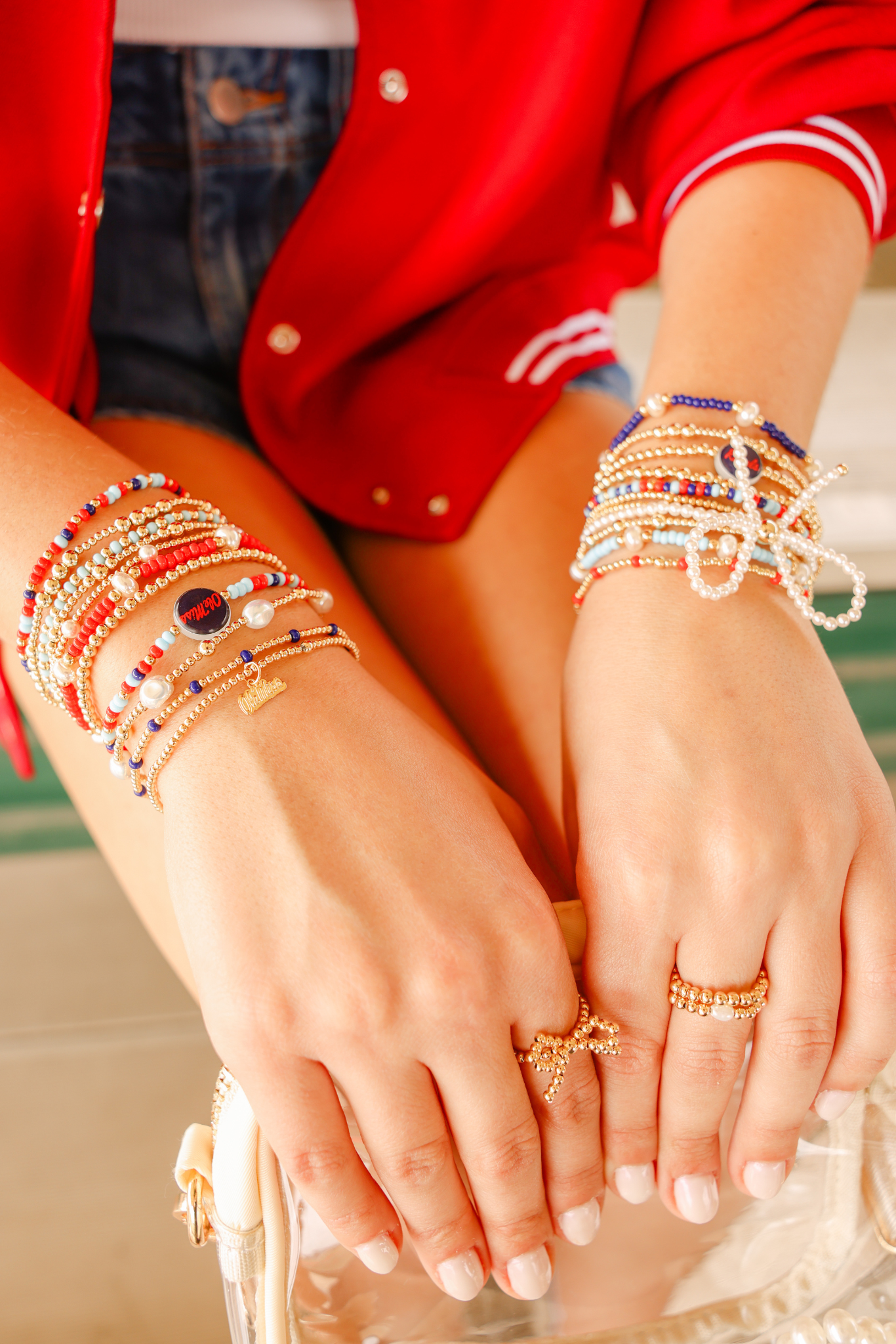 Ole Miss Logo Charm Bracelet on Color