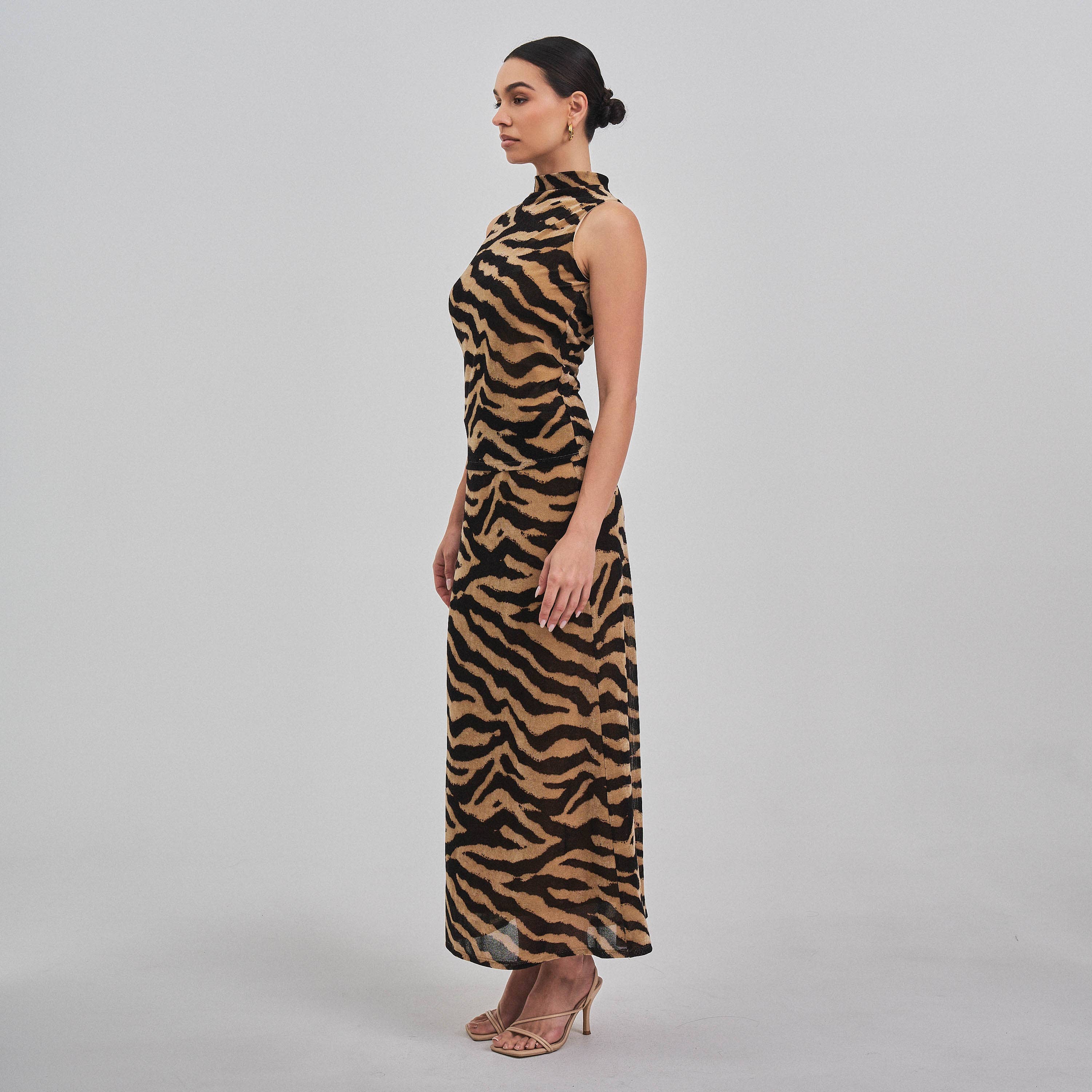 Zebra print mock neck top
