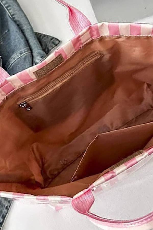 Pink and Green Striped TOTE BAG