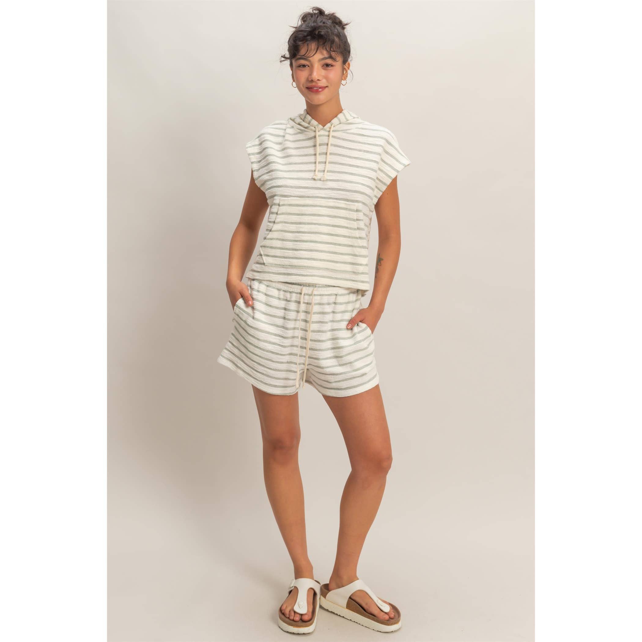 Striped Drawstring Waist Shorts