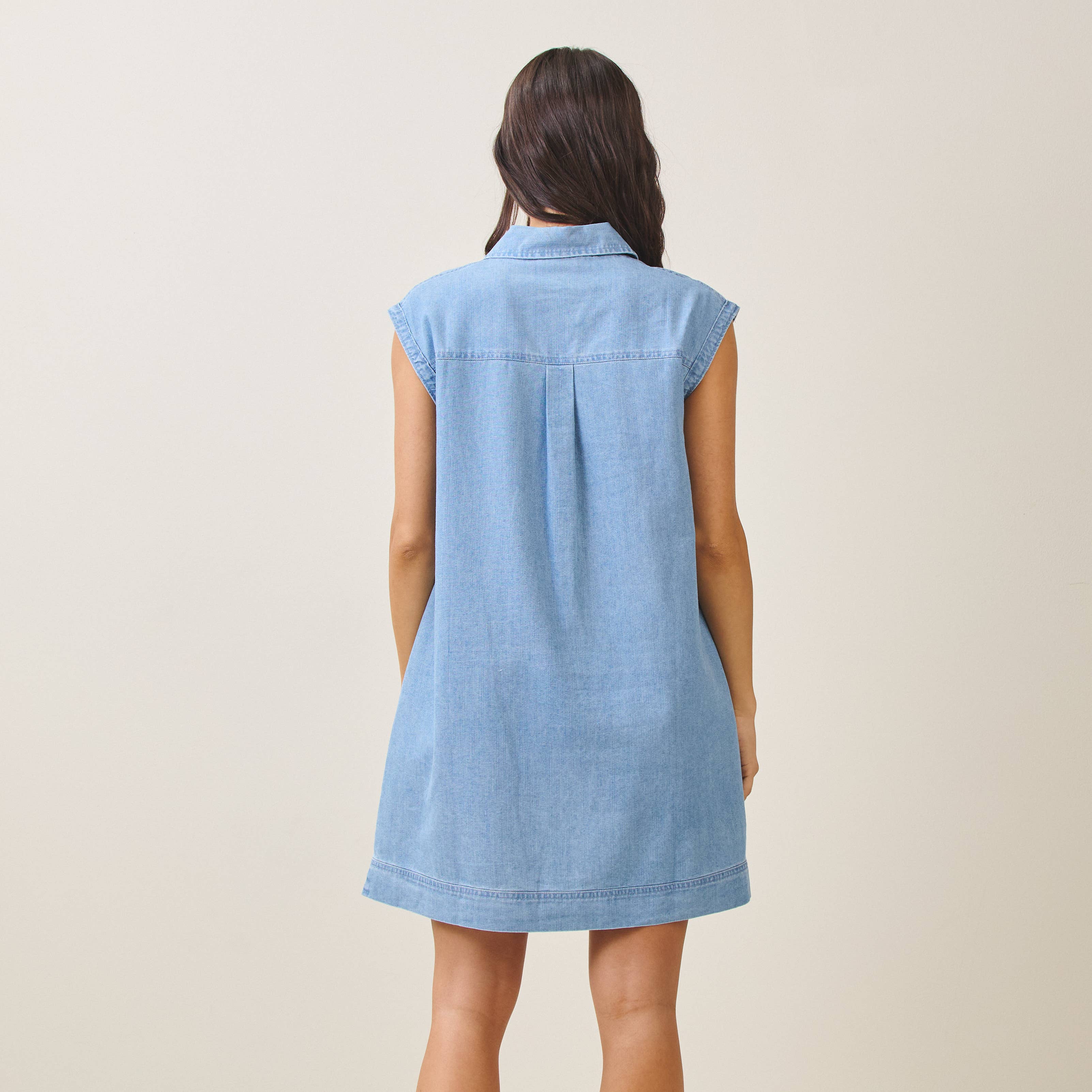 Denim sleeveless mini dress