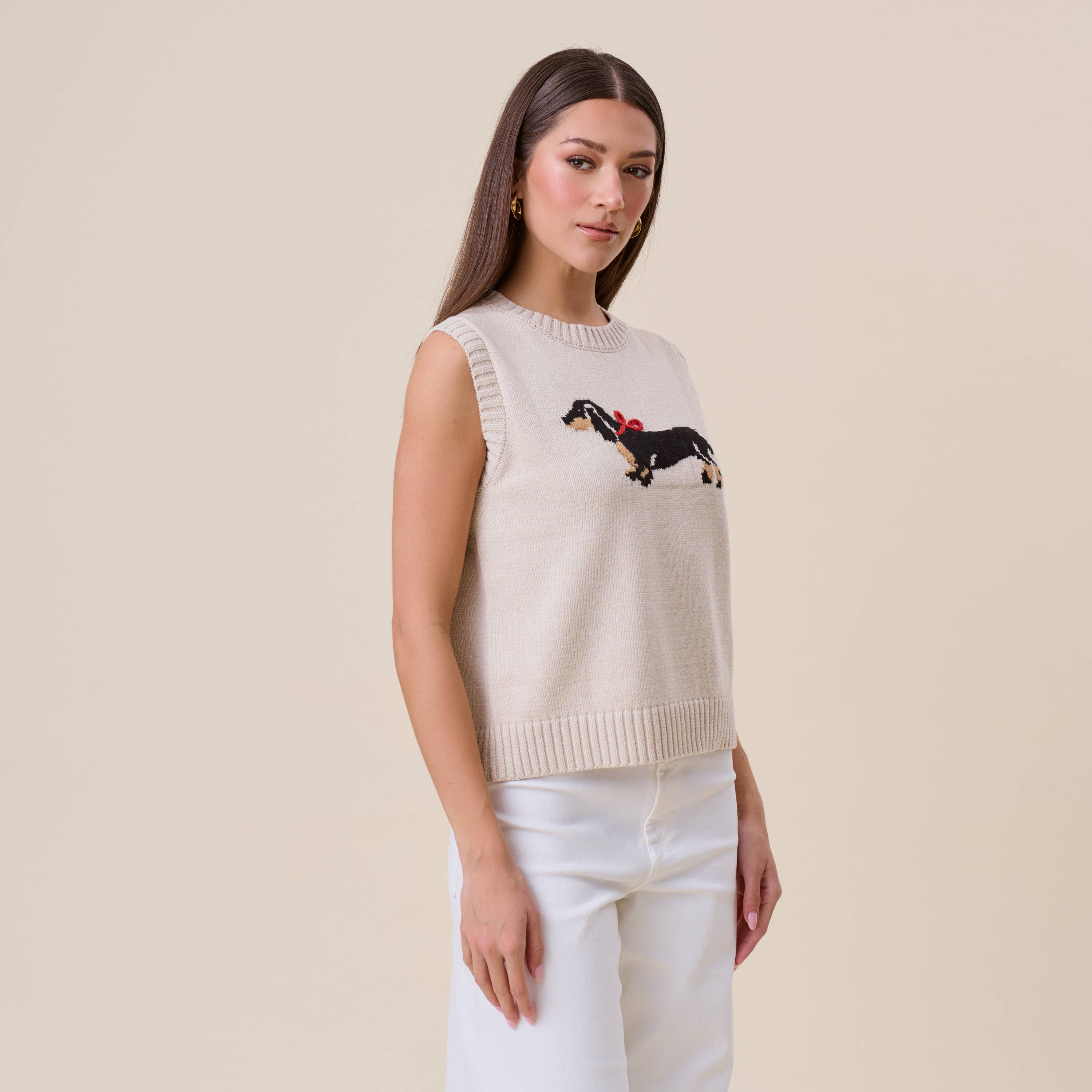 Bow dog sweater vest
