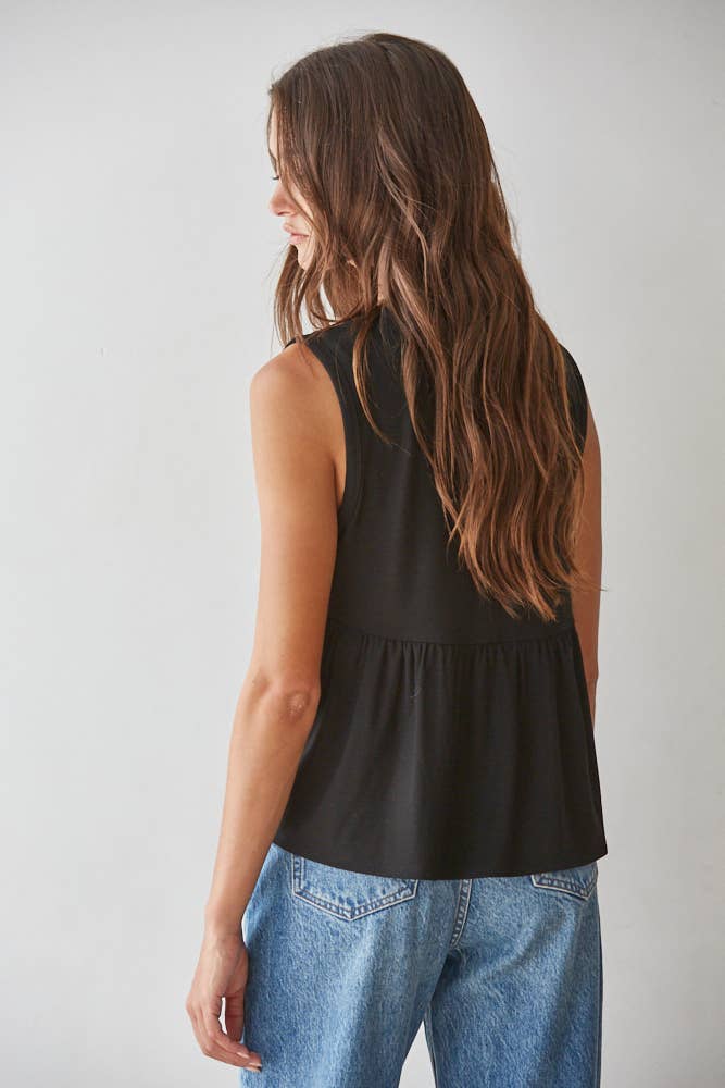 Knit Rayon Spandex Jersey Round Neck Sleeveless Top