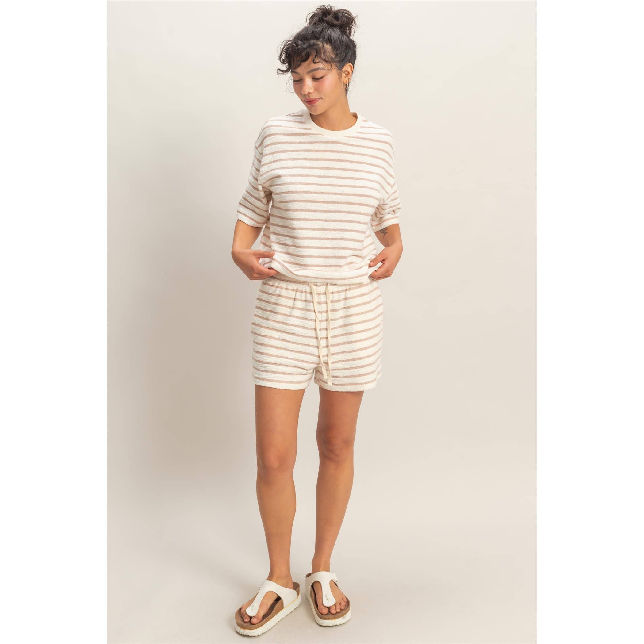 Striped Drawstring Waist Shorts