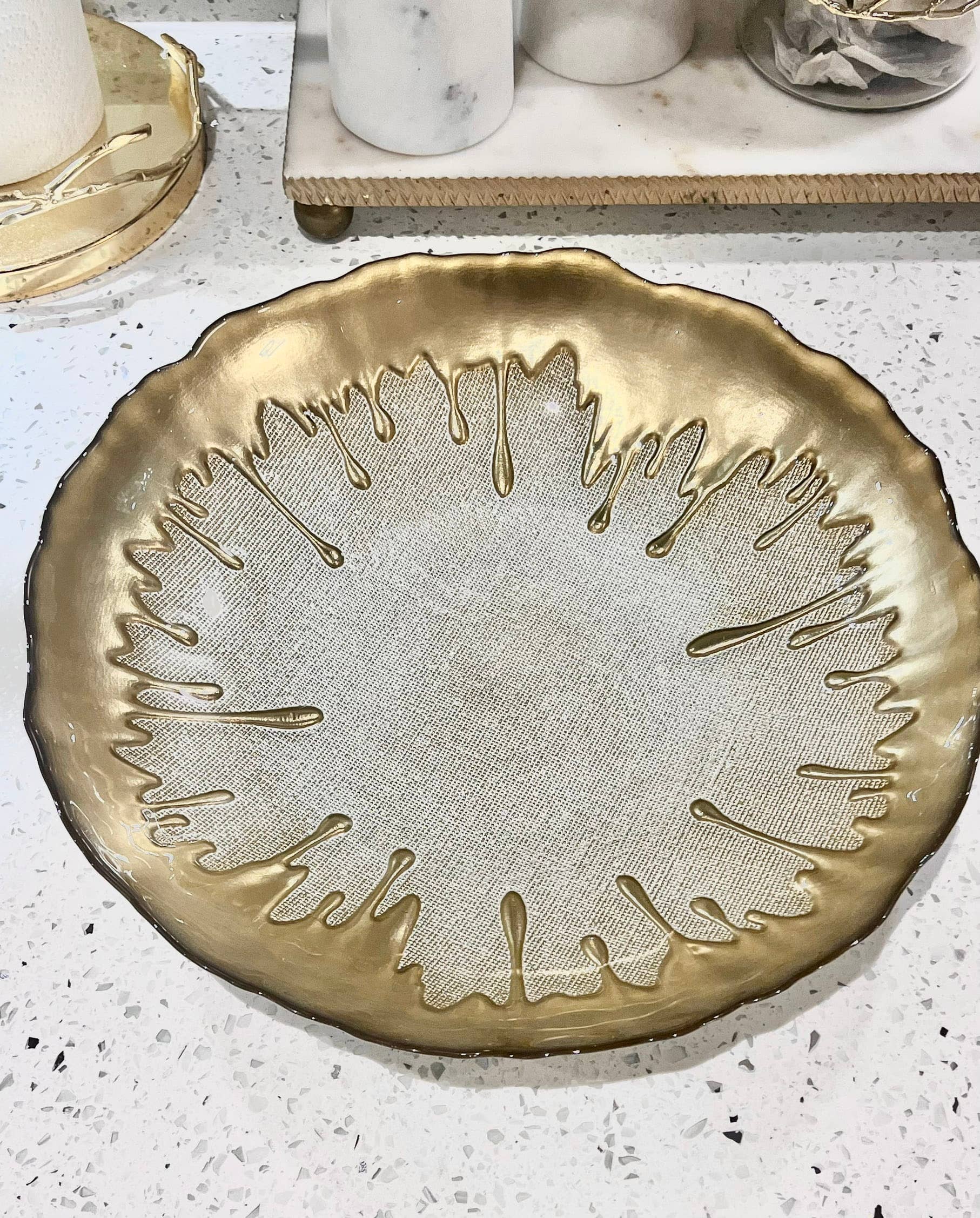 11.8"D Gold Dipped Salad Bowl