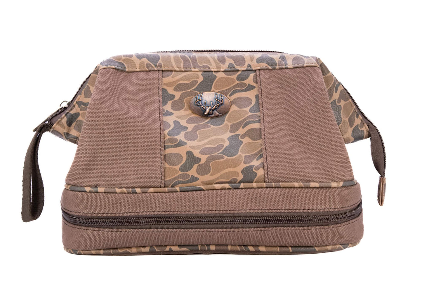 Buck Brown Waxed Canvas Old School Camo Men's Toiletry Dopp Bag.