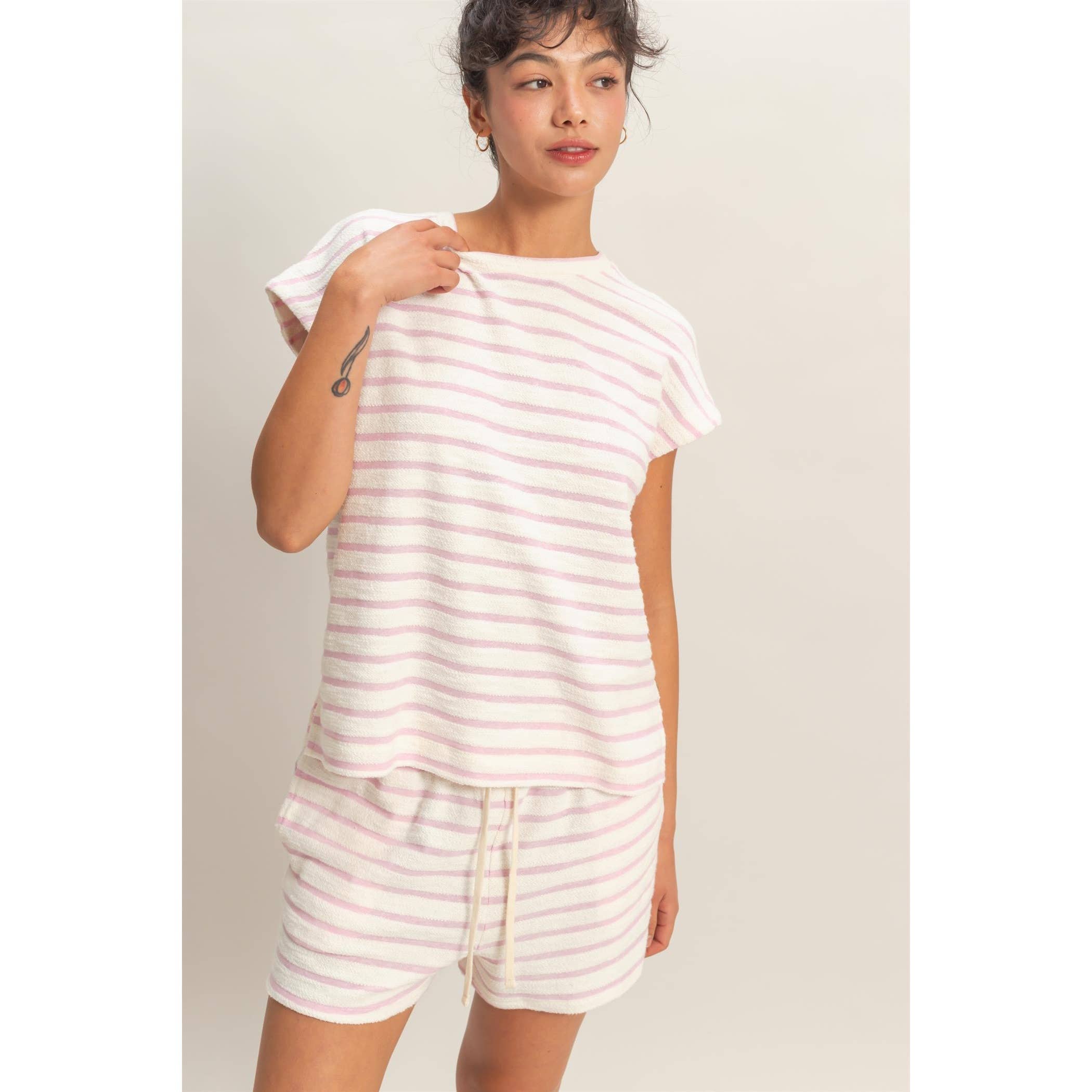 Striped Round Neck Short Sleeve Top