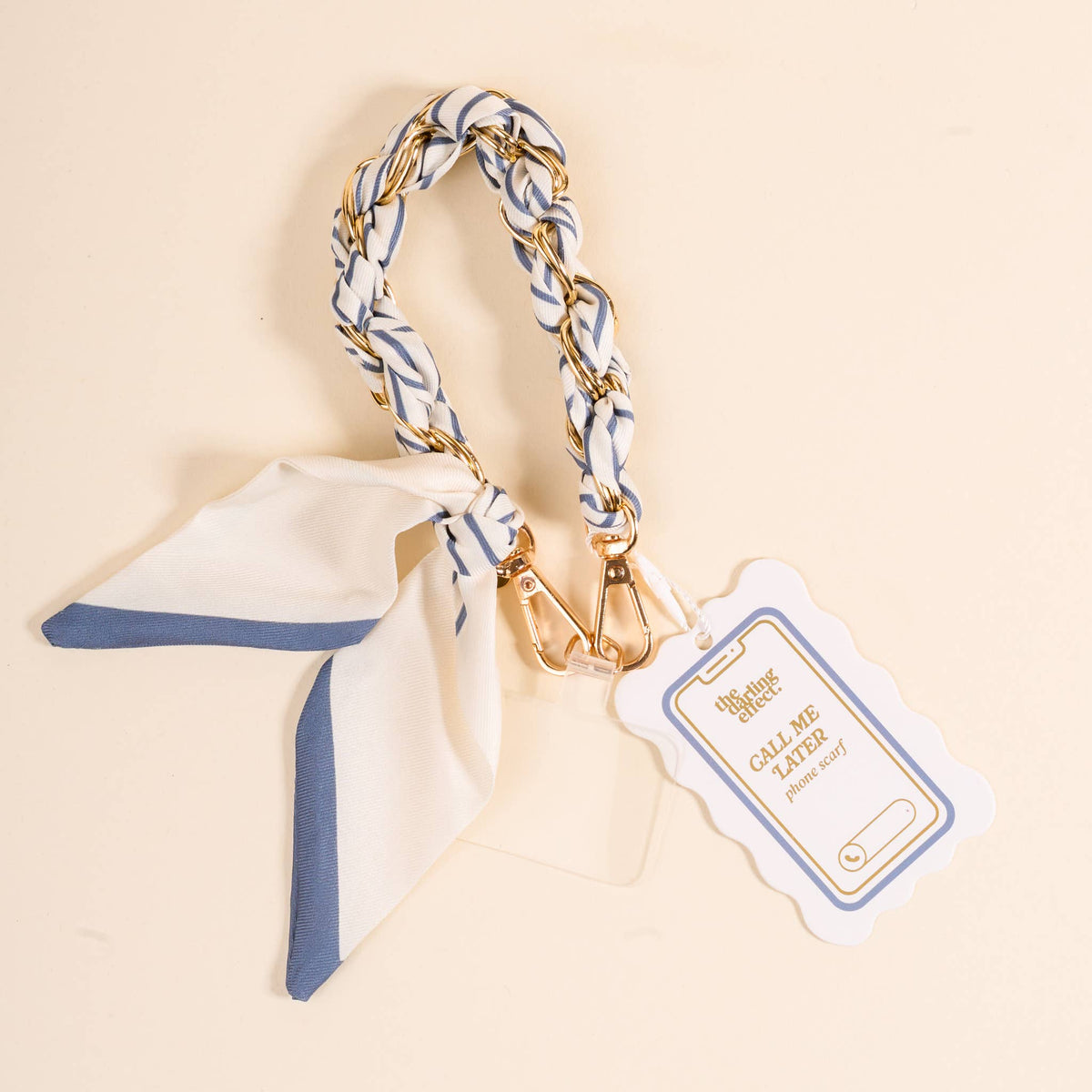 Call Me Later Phone Scarf–Bluebell Stripe