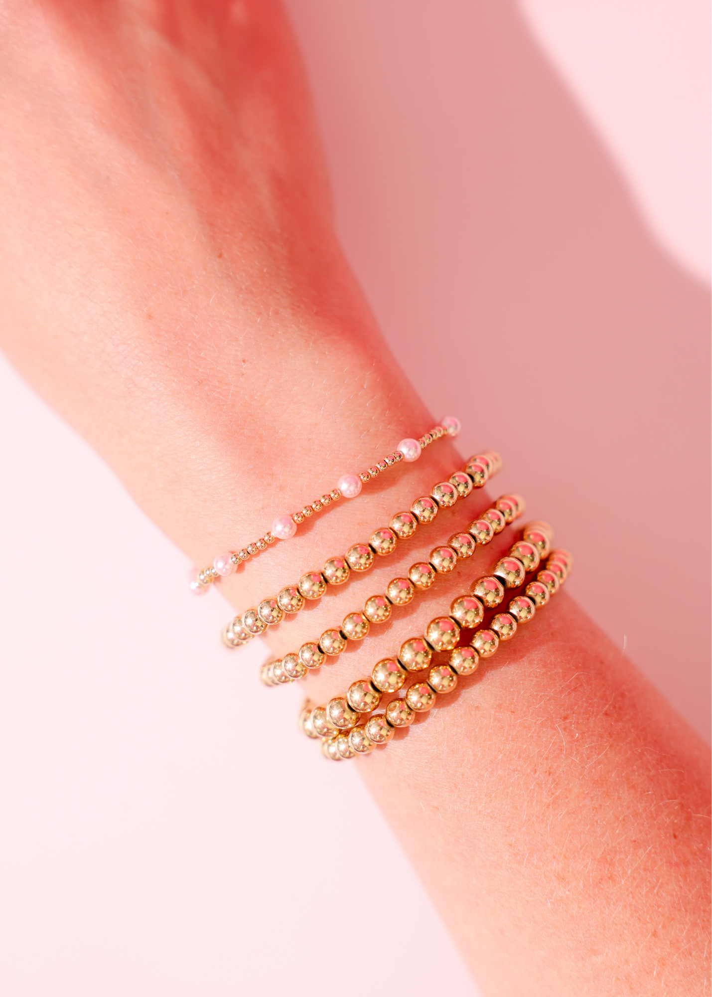 Pink June Pearl Bracelet in Gold