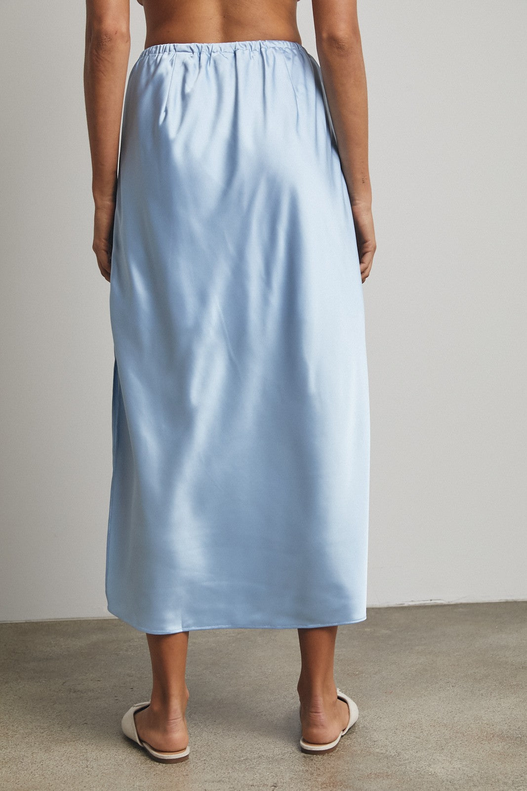 Satin Midi Skirt with Side Slit