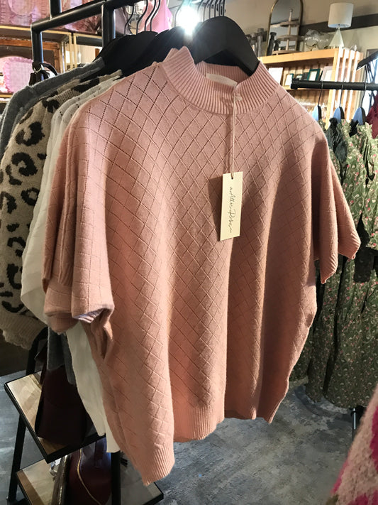 Crosshatch stitch pattern mock neck