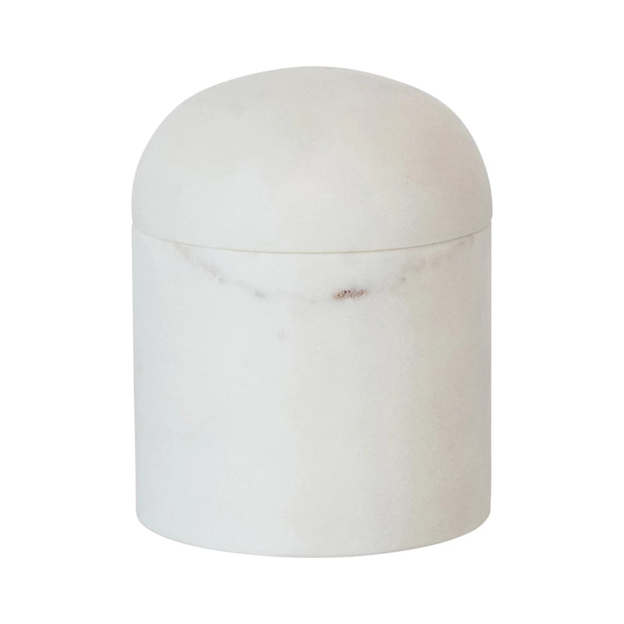 Marble Container with Lid, White