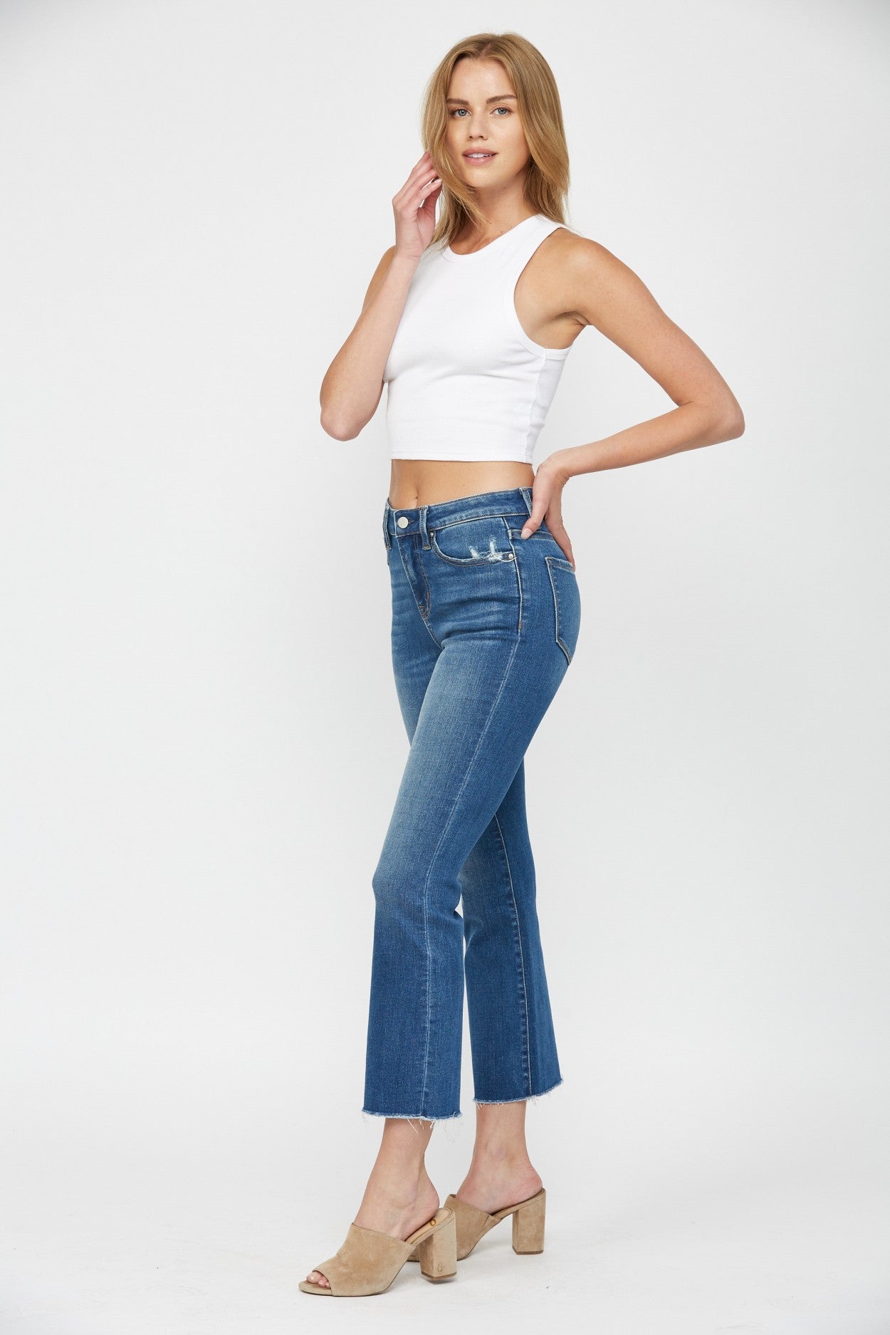 Mid Rise Boot Cut Crop