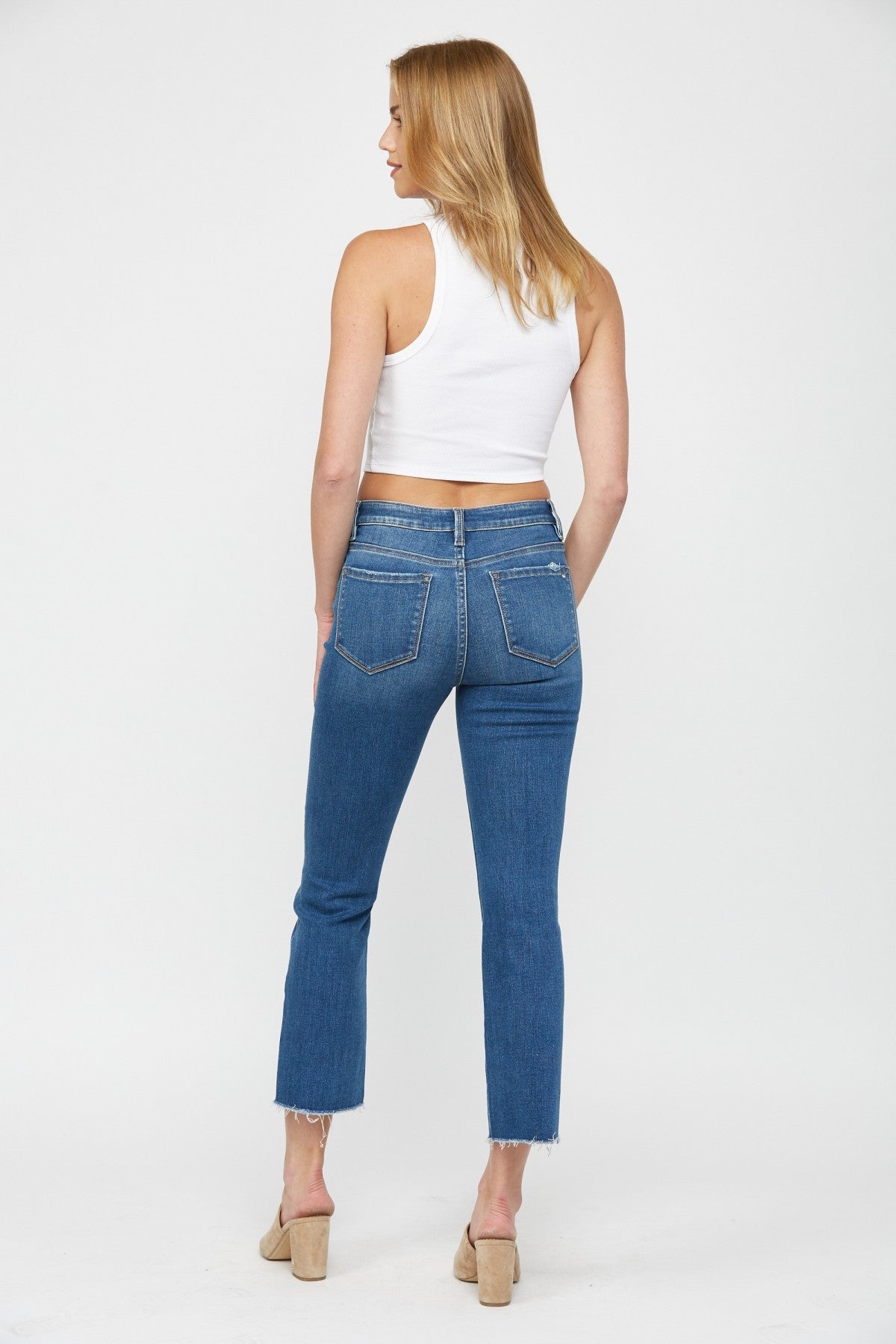 Mid Rise Boot Cut Crop