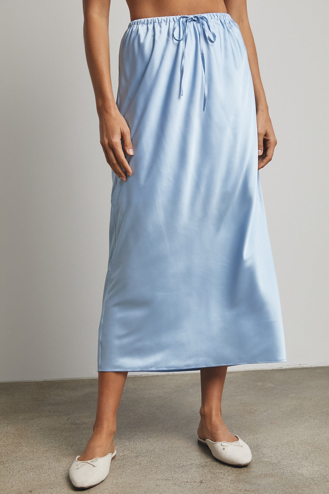 Satin Midi Skirt with Side Slit