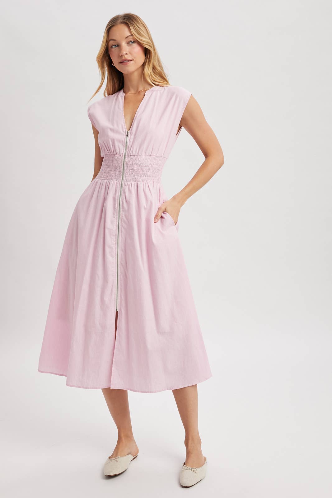 Stacy Front Zip Midi Dress