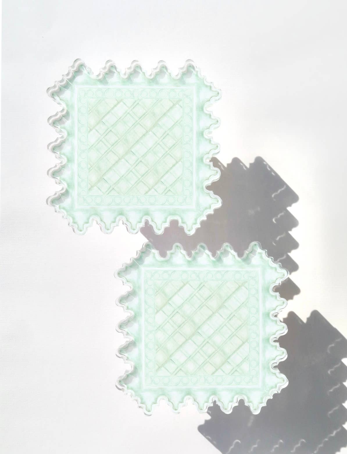 Acrylic Green & White Coaster