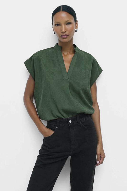 Soft Matte Drop Shoulder Blouse