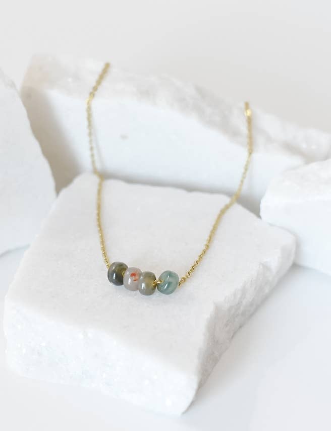 Ella jane acrylic bead charm necklace | 14k | cadet blue